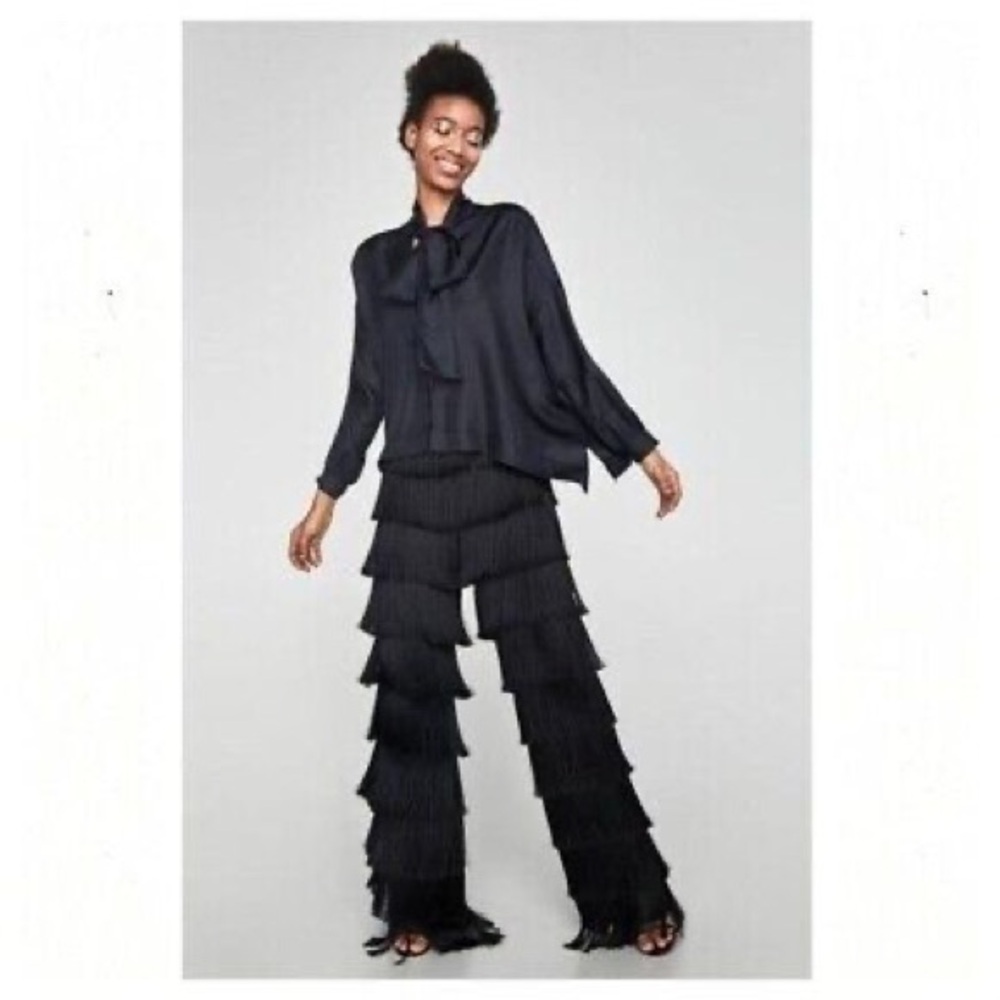 Zara Elegant Black Tiered pants